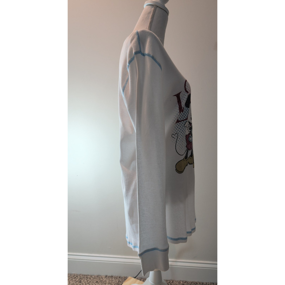 Women's Disney Japan Mickey & Minnie LOVE Shirt XL White Long Sleeve thermal NEW - Picture 4 of 11